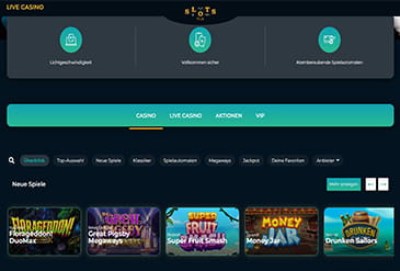 Die Startseite der Online Spielbank Slotsflix.