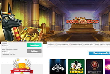 Die Startseite des Slotty Vegas Online Casinos.