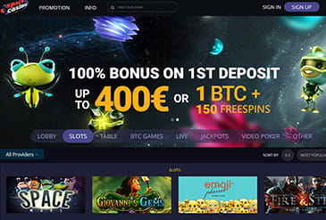 Homepage vom Space Casino width=