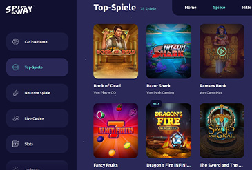 Zu den beliebtesten Spielen im Spin Away gehören die Slots Book of Dead und Razor Shark.