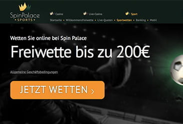 Die Webseite von Spin Palace Sports