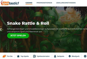 Startseite vom Spintastic Casino