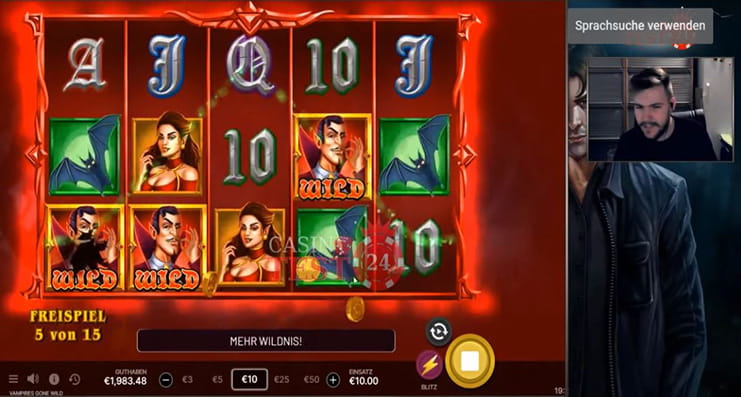 Casino Streamer CasinoTest24 spielen den Slot Vampires Gone Wild.