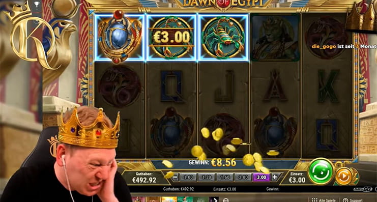 Casino Streamer Knossi spielt den Slot Dawn of Egypt.