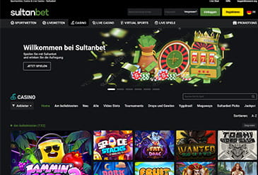 Die Homepage des Sultanbet Casinos.