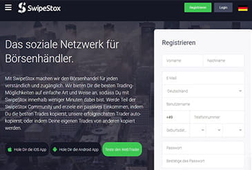 Homepage von SwipeStox