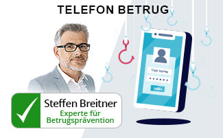 Ein Portrait von Steffen Breitner mit der Animation eines Smartphones und einem Login-Prozess daneben.