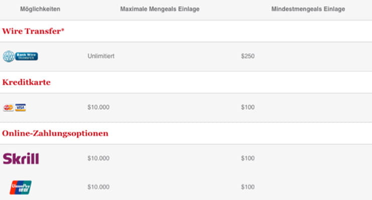 Die Zahlungsoptionen bei Topforex.com