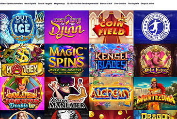 Einige der Top Spiele im Touch Casino mit ihren Logos.