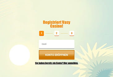 Die Homepage von Vasy Casino.