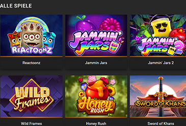 Die übersicht über die Spielauswahl im Vegadream Casino.