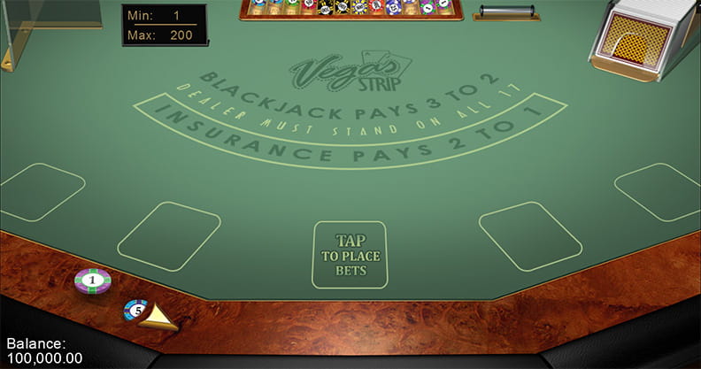 Das Spielfeld von Vegas Strip Blackjack.