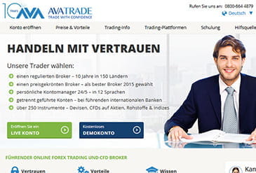 Vorschaubild avatrade Startseite