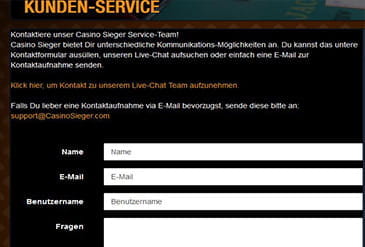 Vorschaubild Support Casino Sieger