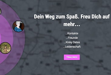 Eine Abbildung eines Radars und einer verschwommenen Stadtkarte mit einigen kleinen Bildern, was man auf fetisch.de findet.