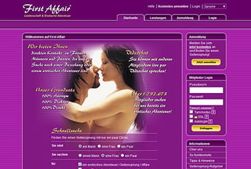 Alle Vorteile und Argumente von First Affair auf der Webseite