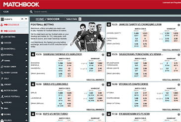 Vorschaubild Matchbook Übersicht Wetten