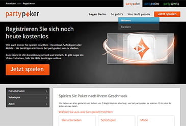 Die schnelle Anmeldung für ein PartyPoker Benutzerkonto