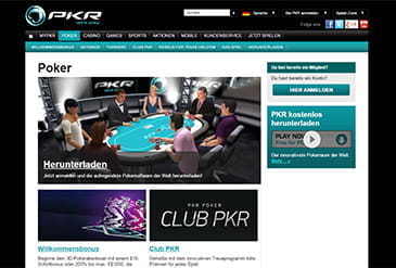 Die Pokerseite von PKR mit dem Software Download