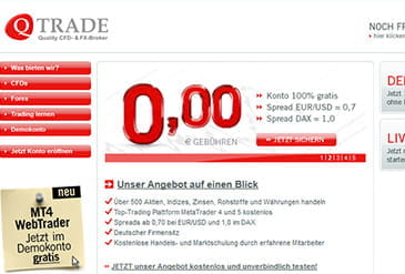 Vorschaubild QTrade Startseite