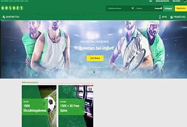 Die Unibet Startseite mit den angebotenen iGaming Produkten