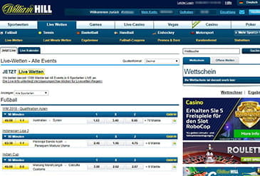 Fußball ist bei William Hill sehr beliebt