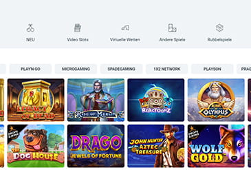 Eine kleine Auswahl der Wallacebet Casino Spiele mit bekannten Spielautomaten.