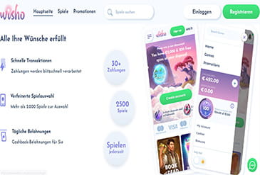 Vorschau Wisho Casino Startseite.