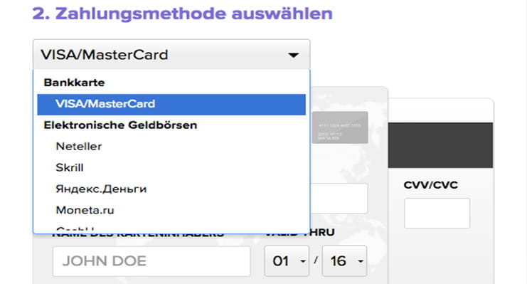 Zahlungsoptionen bei xCFD