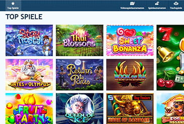 Vorschau YBet Casino Spielauswahl.
