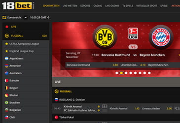 Die Homepage von 18bet.