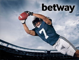Das Logo von Betway und eine Spielszene vom American Football.