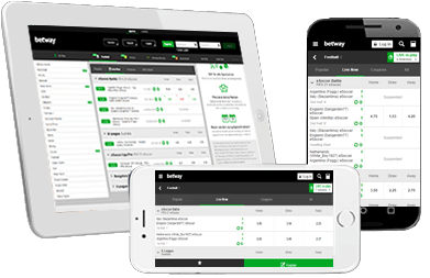 Das Fußball Wetten Angebot von Betway auf verschiedenen mobilen Geräten.