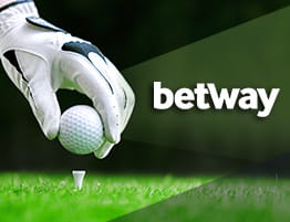 Das Logo von Betway und eine Szene vom Golf.