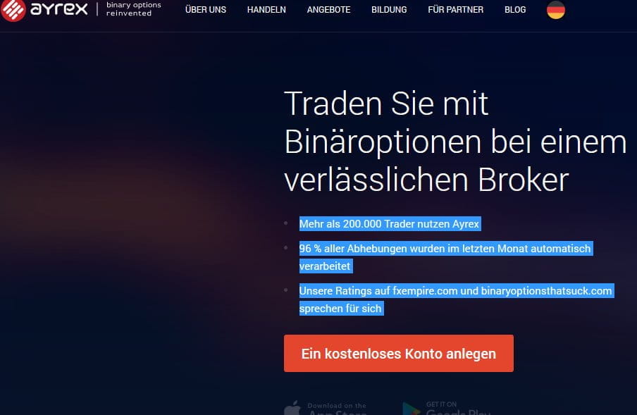 Ayrex binary options