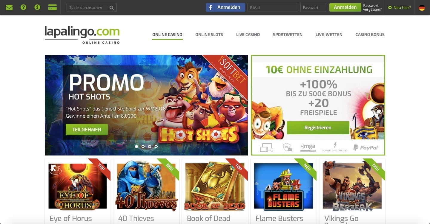 Online Casino Lapalingo.com - 10€ Bonus Ohne Einzahlung Online Casino Lapalingo.com - 10€ Bonus Ohne Einzahlung