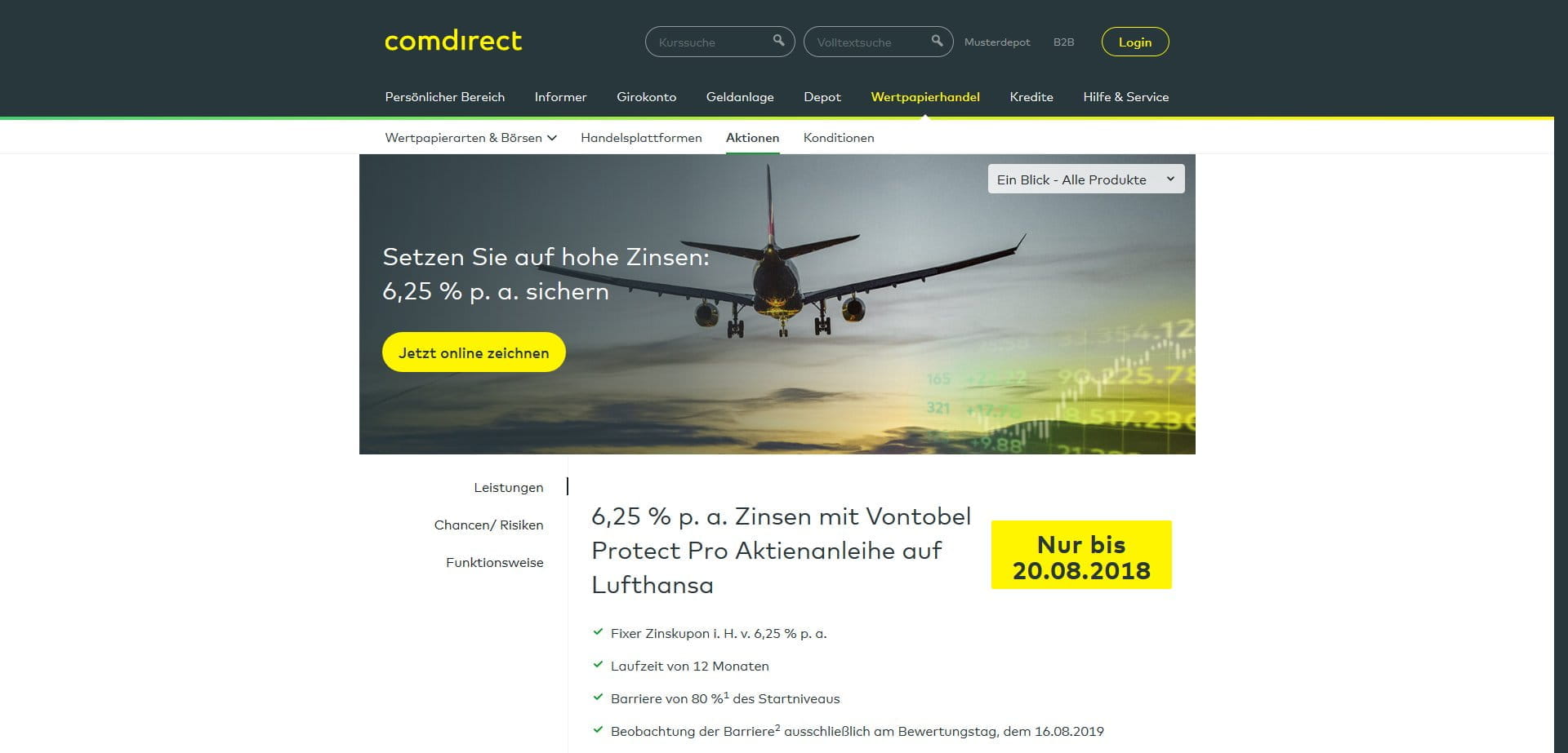 Aktienanleihe Vontobel Protect Lufthansa Mit 6 25 Zinsen Pro Jahr