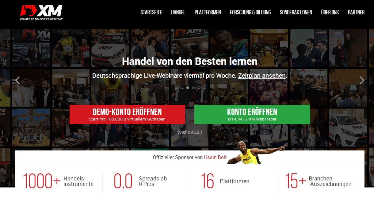 Die Webseite der XM Trading Group.