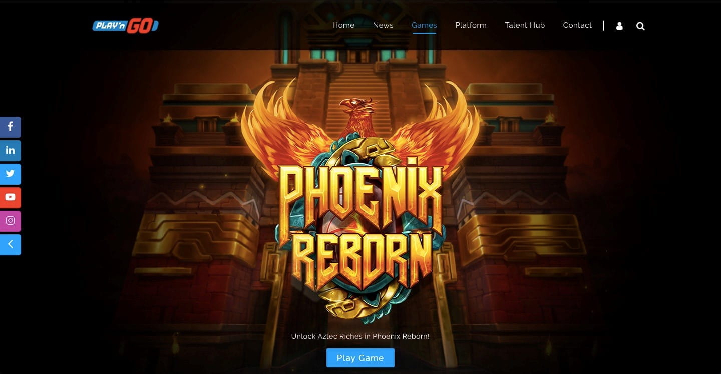 Die Webseite von Play’ N Go zum Video Slot Phoenix Reborn.