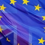 Gemischte Flagge Europa und Großbritannien.