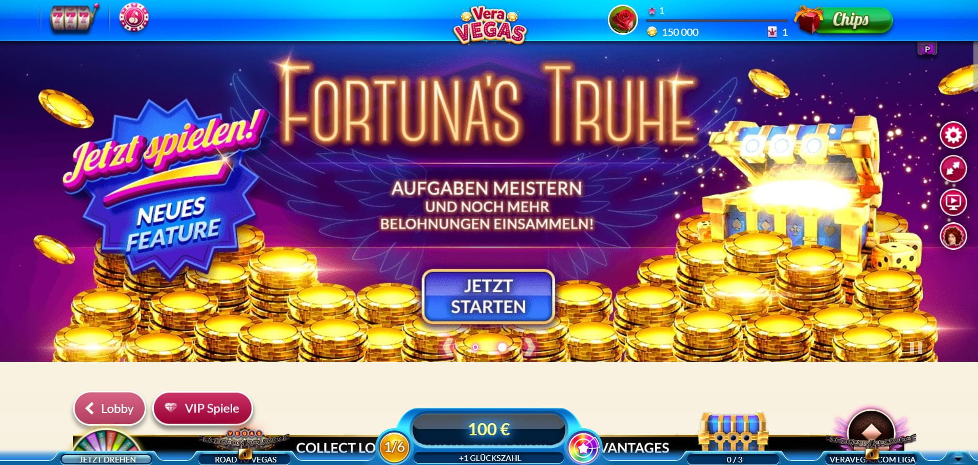 Die Webseite vom Vera Vegas Casino.