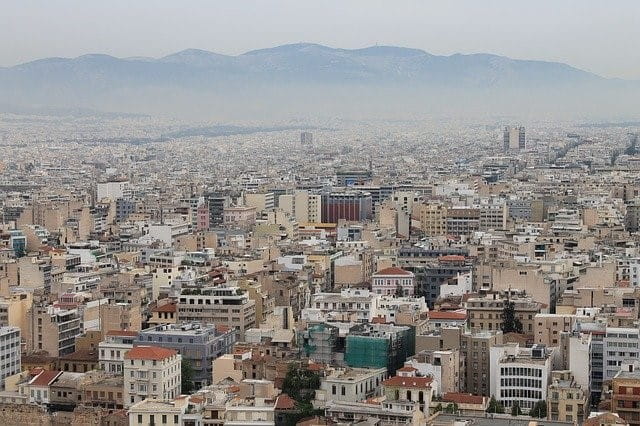 Die Stadt Athen aus der Luft.