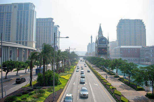 Straße in der Stadt Macau.