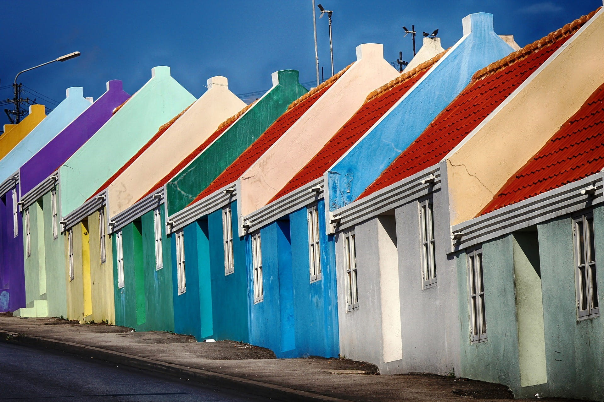 Bunte Häuser auf Curacao.