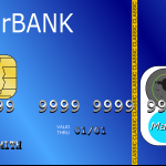 Eine blaue Kredikkarte einer erfundenen Bank, die weltweit gültig wäre.