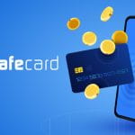 Das Paysafecard Logo, daneben ein Smartphone, eine Kreditkarte und goldene Münzen.