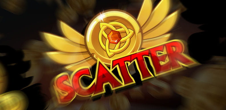 Ein goldenes Slot-Symbol mit dem Wort Scatter darunter.