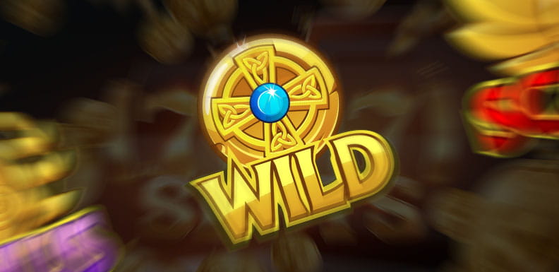 Ein goldenes Slot-Symbol mit dem Wort Wild darunter.
