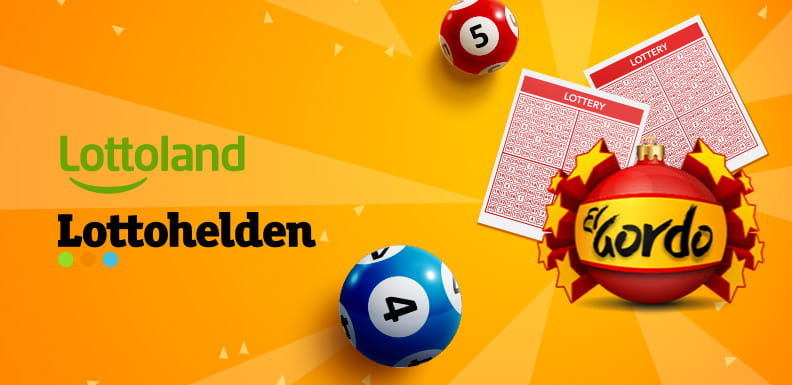 Tiket lotere El Gordo, di sebelahnya ada logo Lottoland dan Lottohelden.
