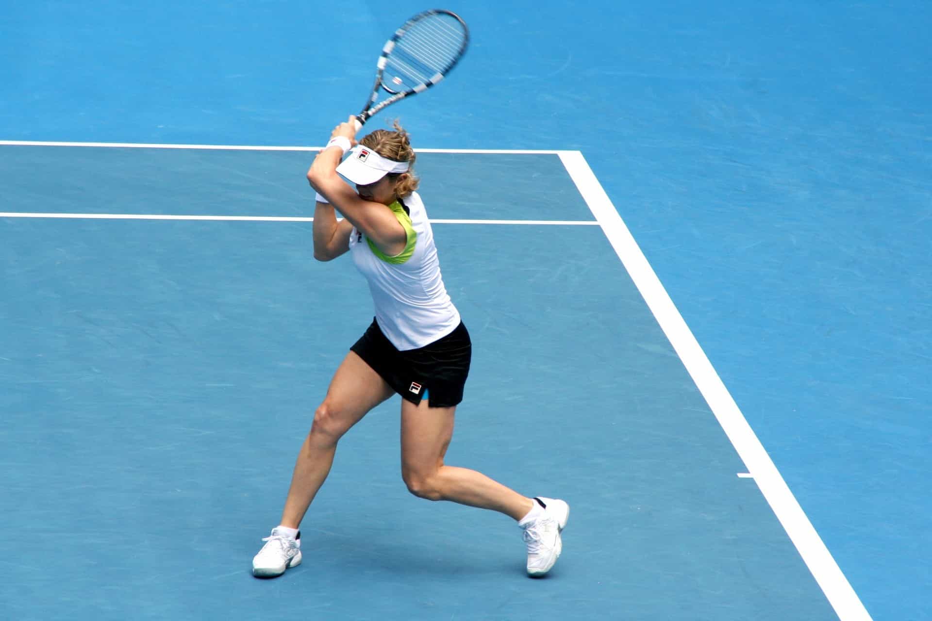 Kim Clijsters saat bertanding di Australian Open 2012.